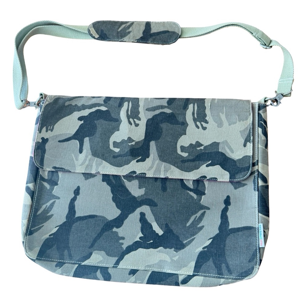Mary Kate and Ashley Green Camo Laptop Bag Pink Lined